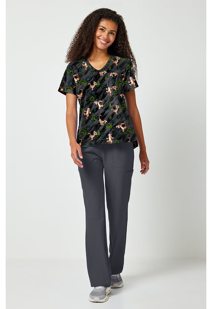 Tooniforms TF797 Women's Print V-Neck Scrub Top Flouncy Bouncy