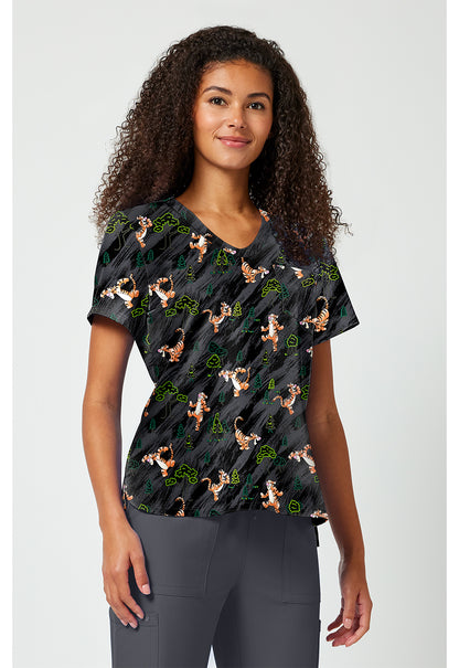 Tooniforms TF797 Women's Print V-Neck Scrub Top Flouncy Bouncy