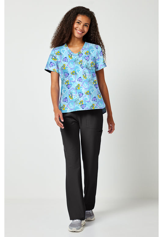 Tooniforms TF797 Women's Print V-Neck Scrub Top Smurfette Vibes