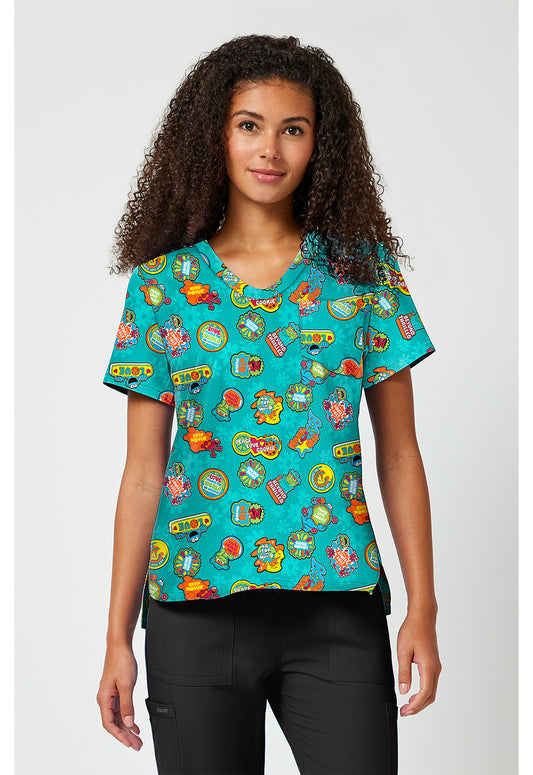Tooniforms TF797 Women's Print V-Neck Scrub Top Sunshine Vibes