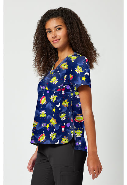 Tooniforms TF797 Women's Print V-Neck Scrub Top Alien In Disguise