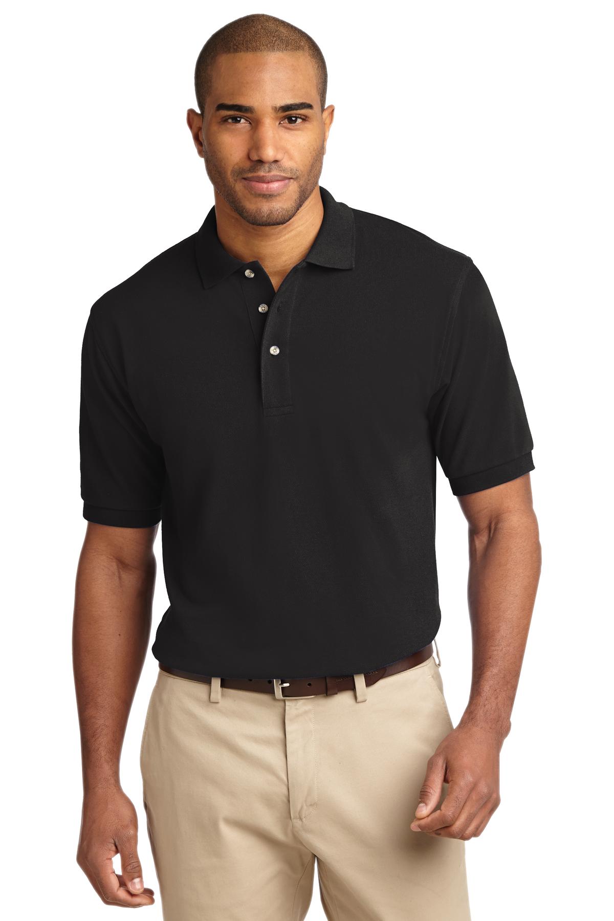 Port Authority Tall Heavyweight Cotton Pique Polo.  TLK420 Black Tall