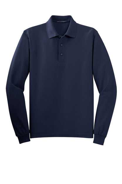 Port Authority Tall Silk Touch Long Sleeve Polo. TLK500LS Navy Tall