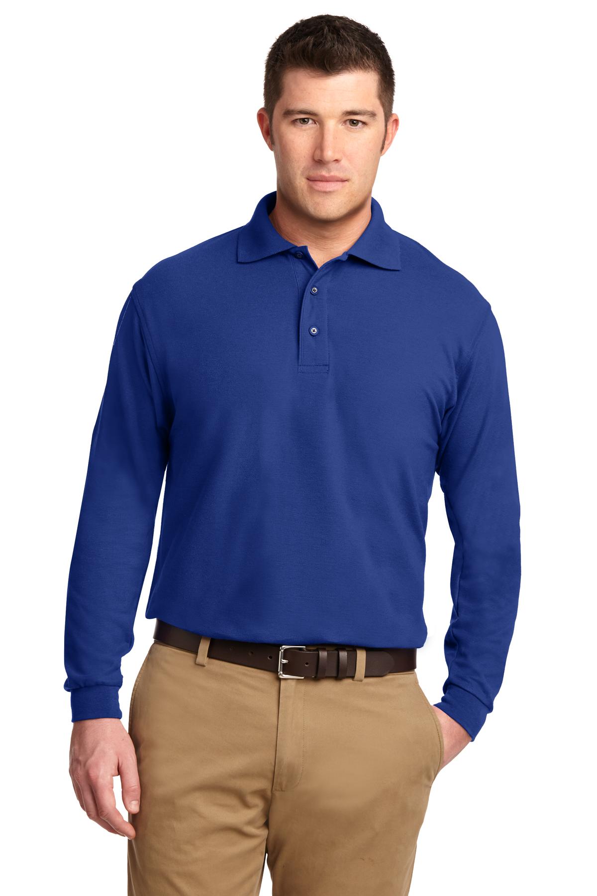 Port Authority Tall Silk Touch Long Sleeve Polo TLK500LS Royal