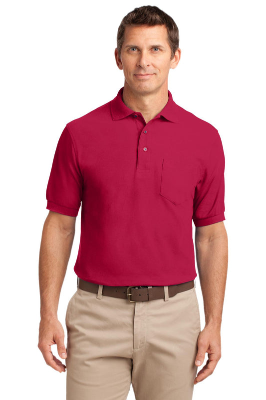 Port Authority Tall Silk Touch Polo with Pocket. TLK500P Red Tall