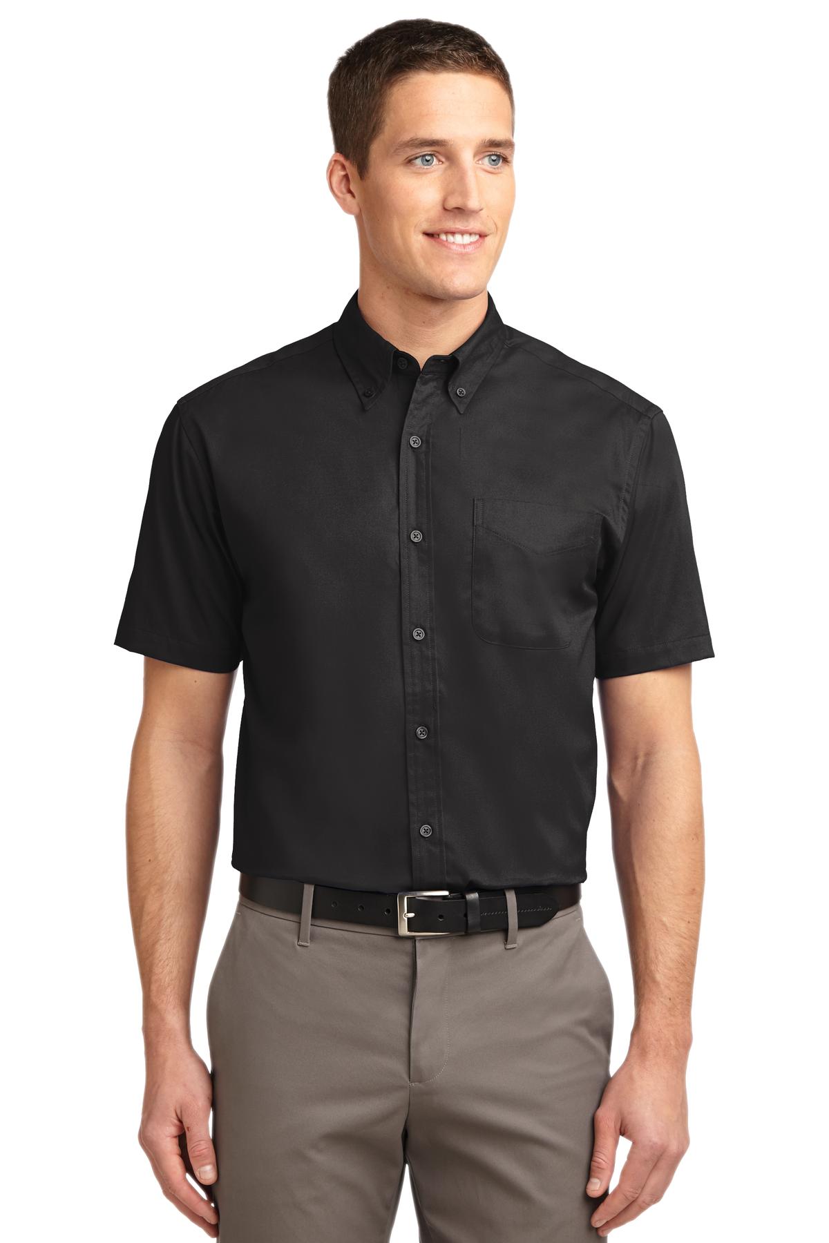 Port Authority Tall Short Sleeve Easy Care Shirt TLS508 Black/ Light Stone