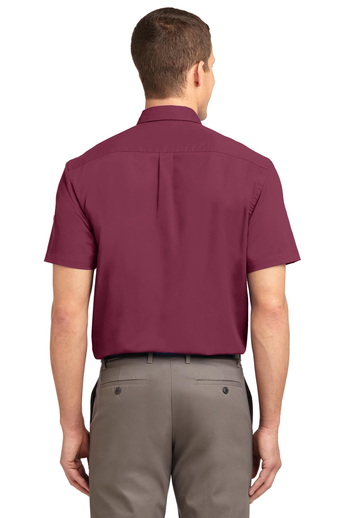 Port Authority Tall Short Sleeve Easy Care Shirt. TLS508 Burgundy/ Light Stone Tall