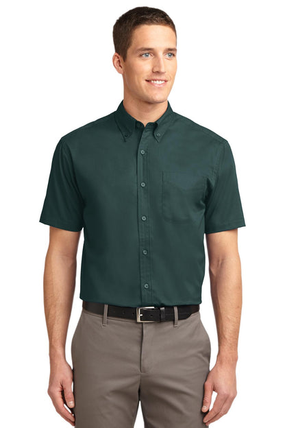 Port Authority Tall Short Sleeve Easy Care Shirt. TLS508 Dark Green/ Navy Tall