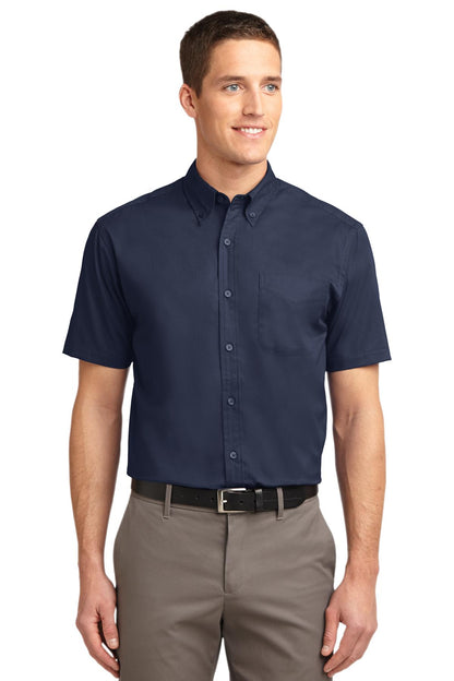 Port Authority Tall Short Sleeve Easy Care Shirt. TLS508 Navy/ Light Stone Tall
