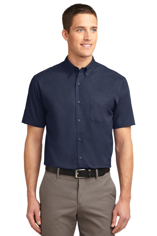 Port Authority Tall Short Sleeve Easy Care Shirt. TLS508 Navy/ Light Stone Tall