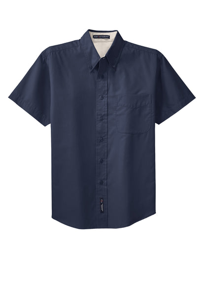 Port Authority Tall Short Sleeve Easy Care Shirt. TLS508 Navy/ Light Stone Tall