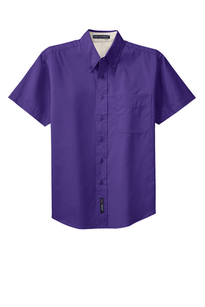 Port Authority Tall Short Sleeve Easy Care Shirt. TLS508 Purple/ Light Stone Tall