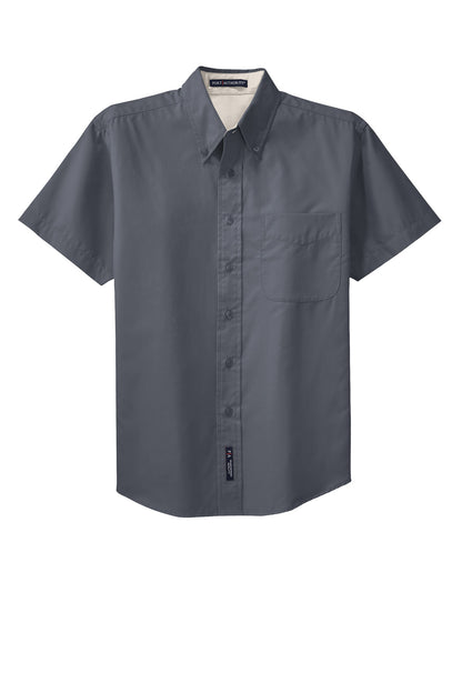 Port Authority Tall Short Sleeve Easy Care Shirt. TLS508 Steel Grey/ Light Stone Tall