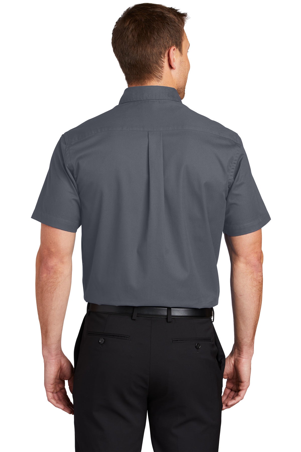 Port Authority Tall Short Sleeve Easy Care Shirt. TLS508 Steel Grey/ Light Stone Tall