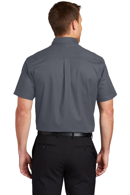 Port Authority Tall Short Sleeve Easy Care Shirt. TLS508 Steel Grey/ Light Stone Tall