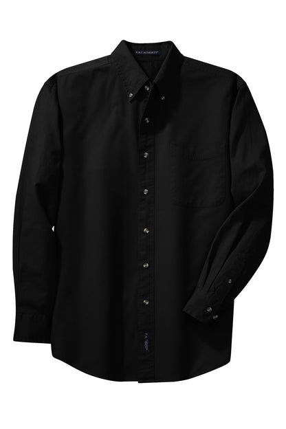 Port Authority Tall Long Sleeve Twill Shirt.  TLS600T Black Tall