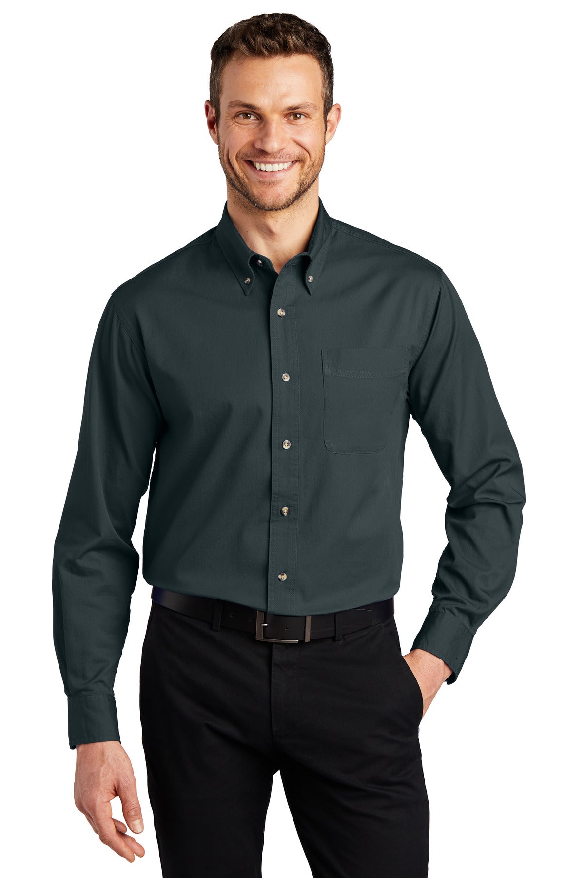 Port Authority Tall Long Sleeve Twill Shirt.  TLS600T Classic Navy Tall