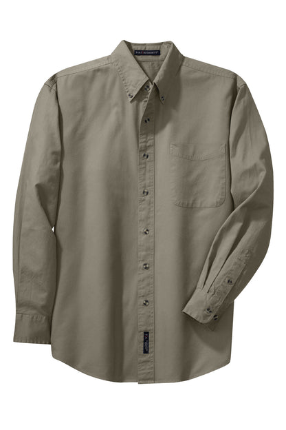 Port Authority Tall Long Sleeve Twill Shirt.  TLS600T Khaki Tall