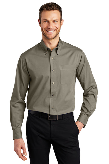 Port Authority Tall Long Sleeve Twill Shirt.  TLS600T Khaki Tall