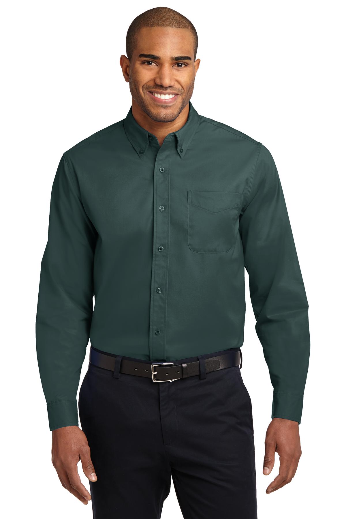 Port Authority Tall Long Sleeve Easy Care Shirt.  TLS608 Dark Green/ Navy Tall