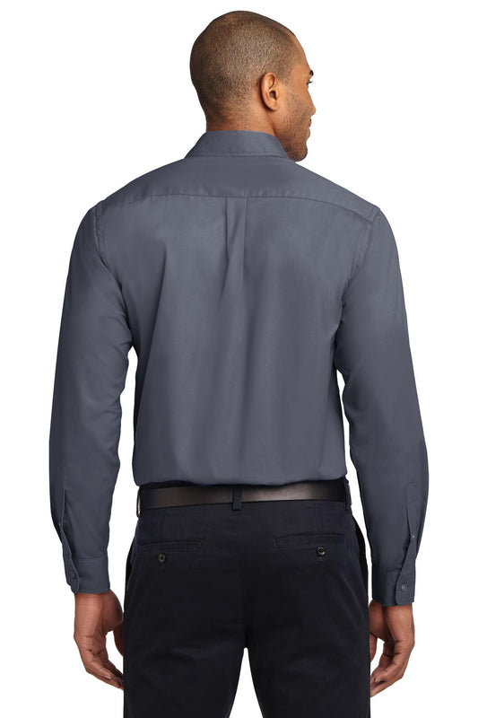 Port Authority Tall Long Sleeve Easy Care Shirt.  TLS608 Steel Grey/ Light Stone Tall