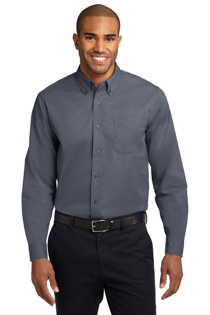 Port Authority Tall Long Sleeve Easy Care Shirt.  TLS608 Steel Grey/ Light Stone Tall