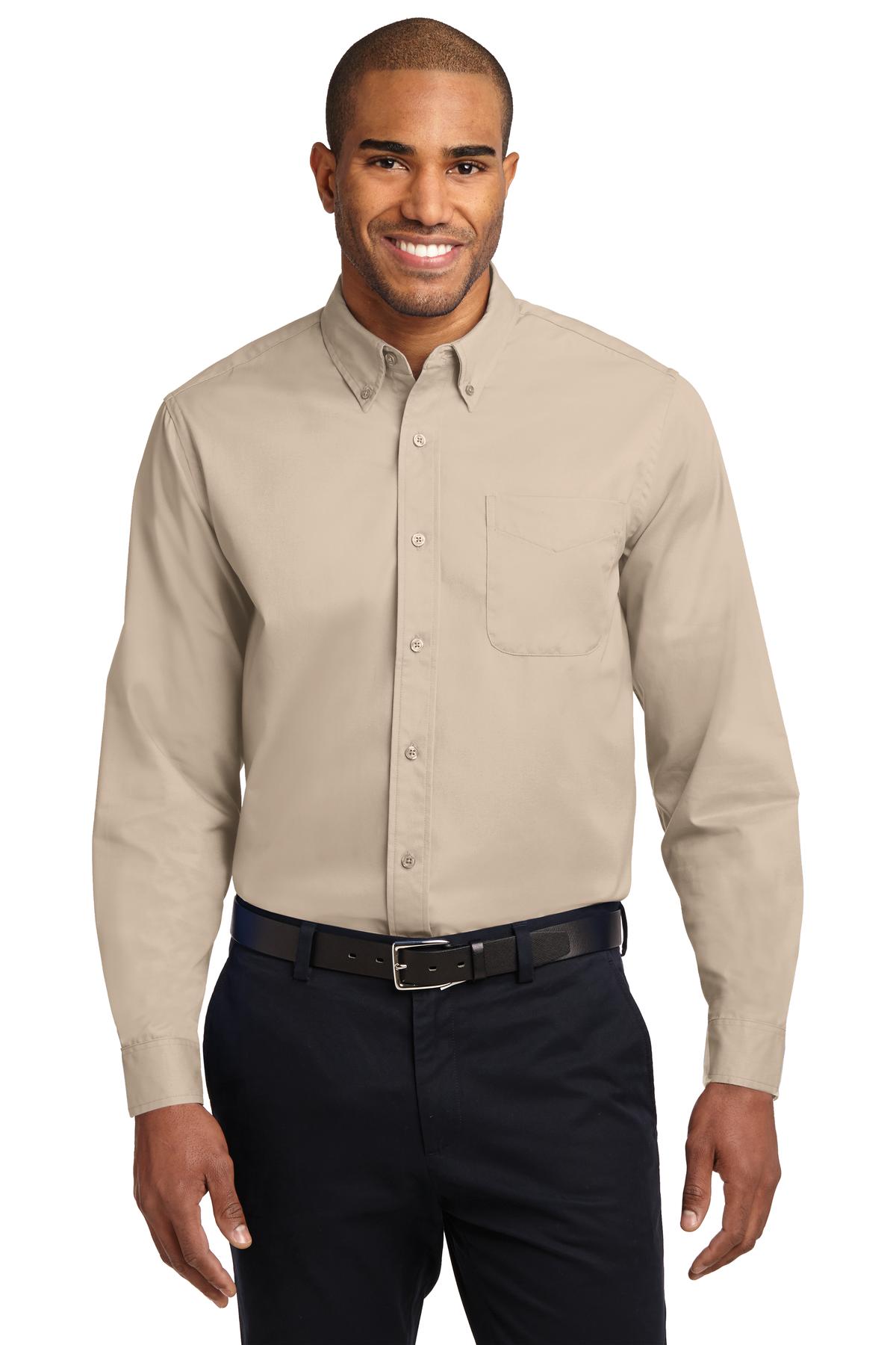 Port Authority Tall Long Sleeve Easy Care Shirt.  TLS608 Stone Tall