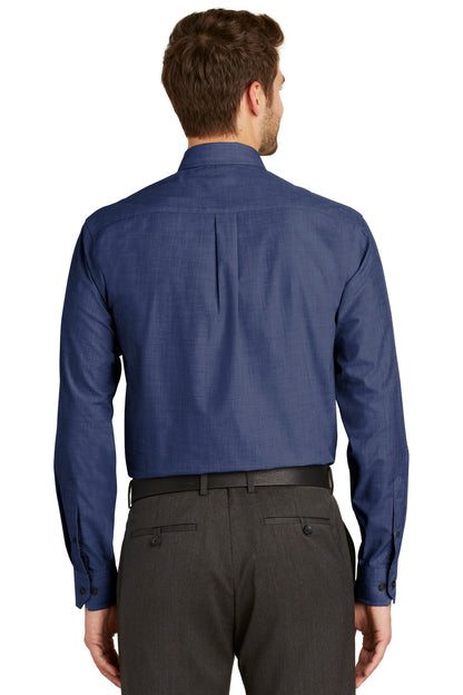 Port Authority Tall Crosshatch Easy Care Shirt. TLS640 Deep Blue Tall