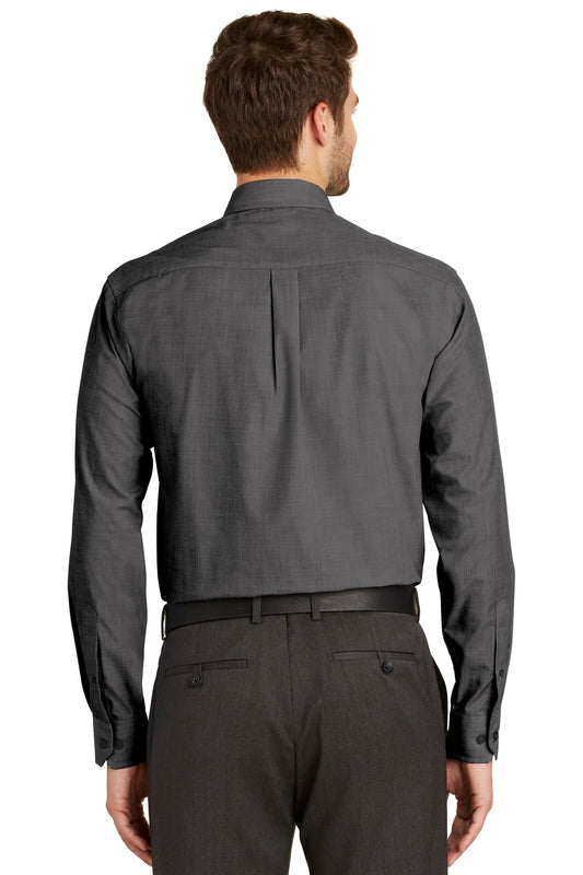 Port Authority Tall Crosshatch Easy Care Shirt. TLS640 Soft Black Tall