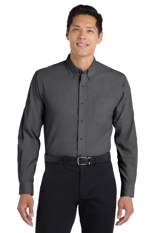 Port Authority Tall Crosshatch Easy Care Shirt TLS640 Soft Black