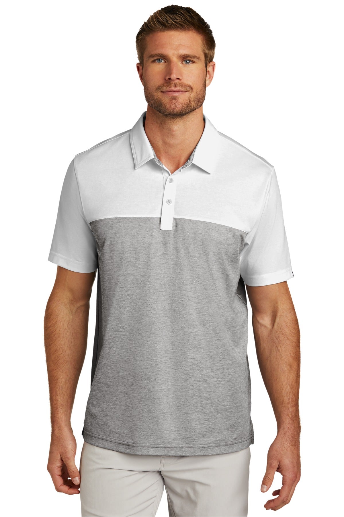 TravisMathew Oceanside Blocked Polo TM1MU414 White/ Quiet Shade Grey Heather