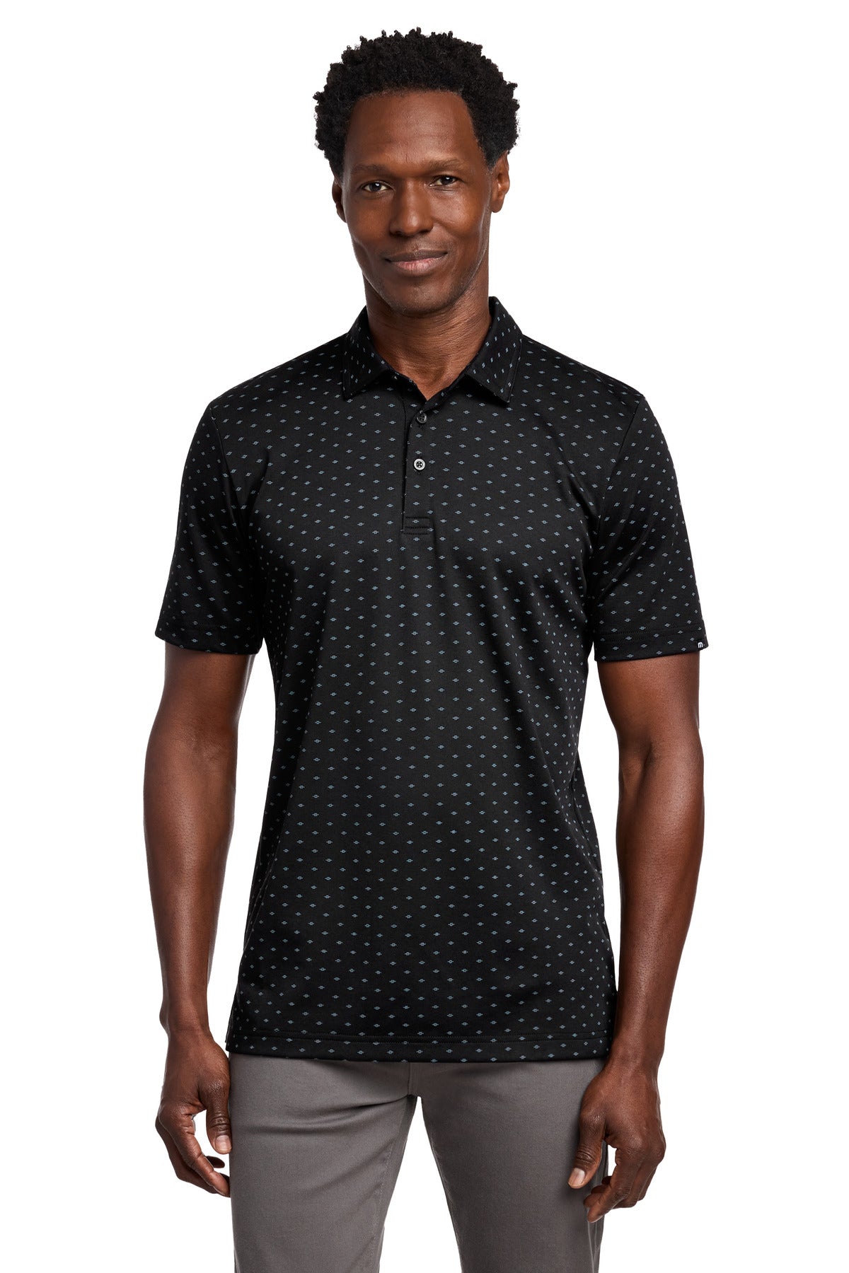 TravisMathew Oceanside Geo Polo TM1MY403 Black/ Aegean Blue