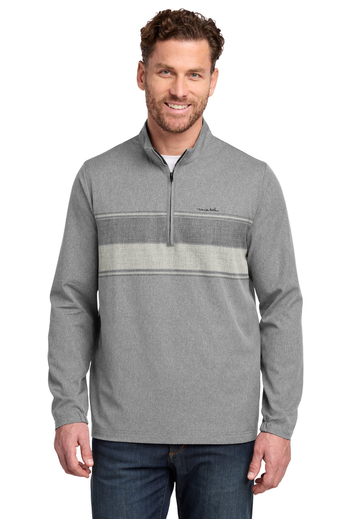 TravisMathew Balboa Chest Stripe 1/4-Zip TM1MZ340 Dark Grey Heather