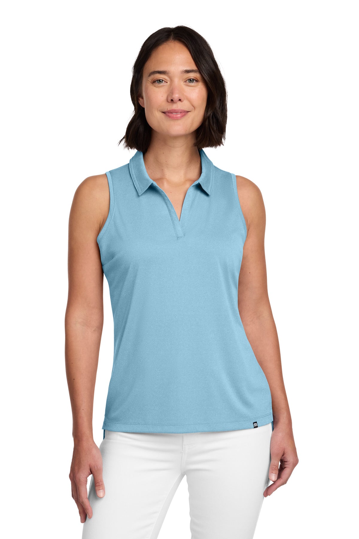 TravisMathew Women's Coto Performance Sleeveless Polo TM1WX001 Brilliant Blue Heather