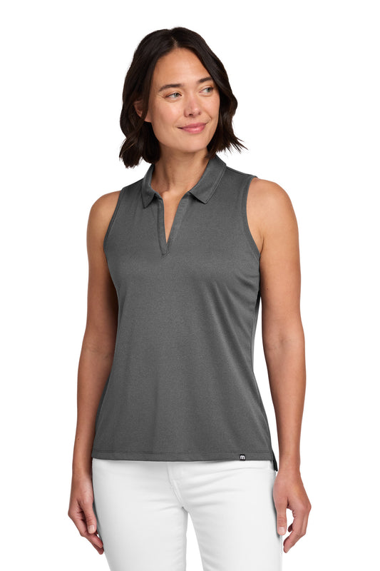 TravisMathew Women's Coto Performance Sleeveless Polo TM1WX001 Quiet Shade Grey/ Black