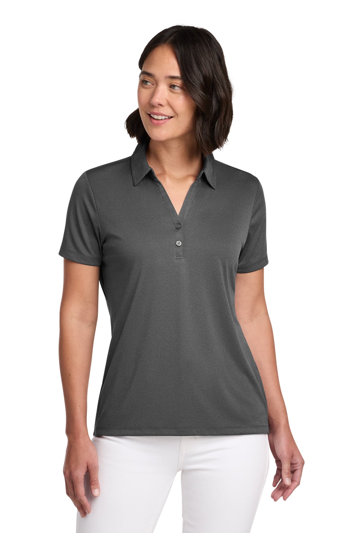 TravisMathew Women's Coto Performance Polo TM1WX002 Quiet Shade Grey/ Black