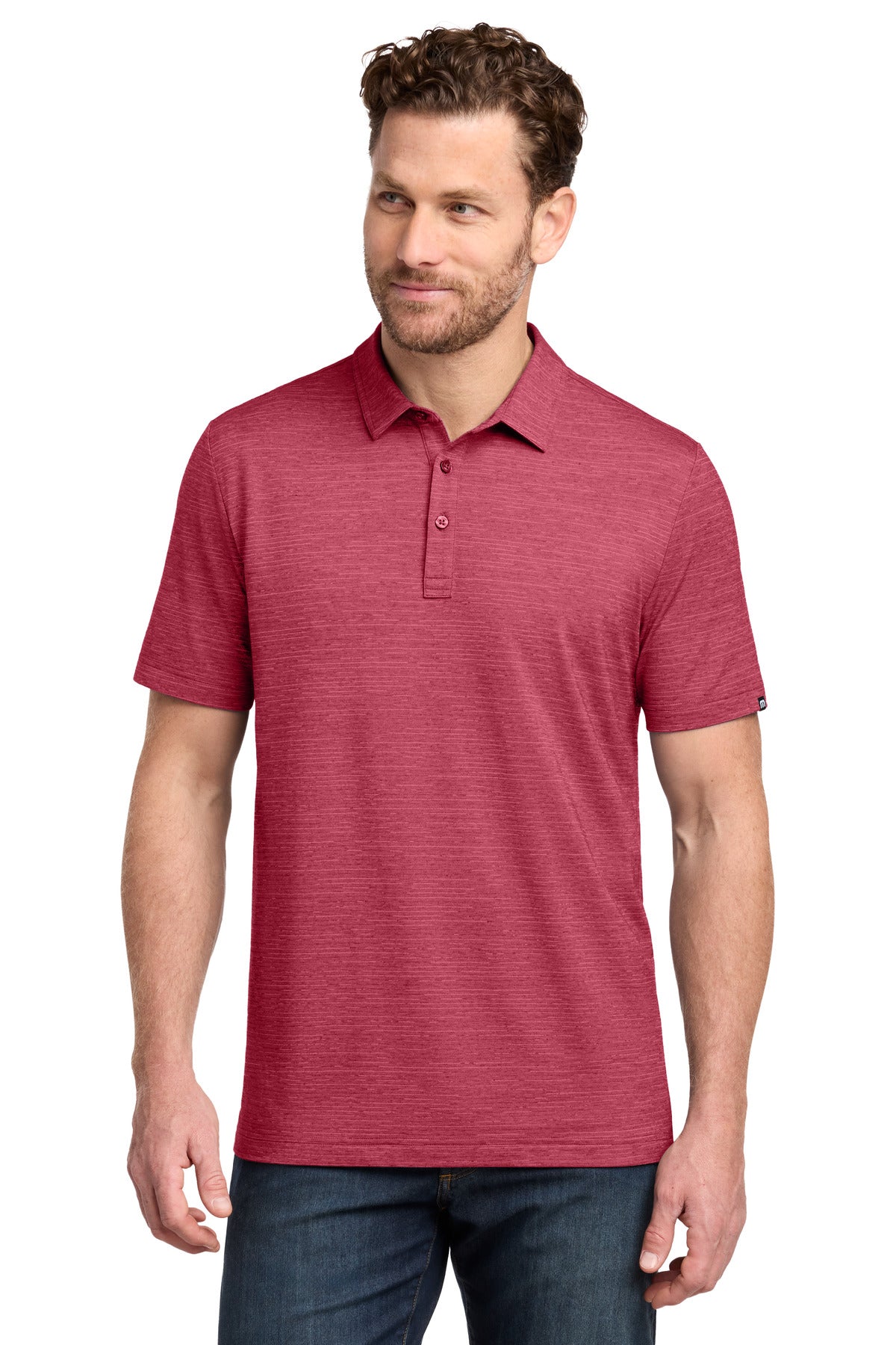 TravisMathew Crestview Polo TMA46371 Scooter Red Heather