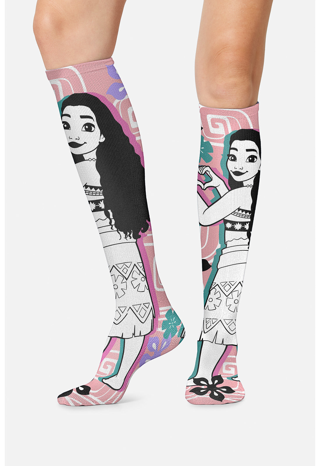 Tooniforms Legwear TPRINTSUPPOR Women's 10-15mmHg Compression Socks Love, Moana