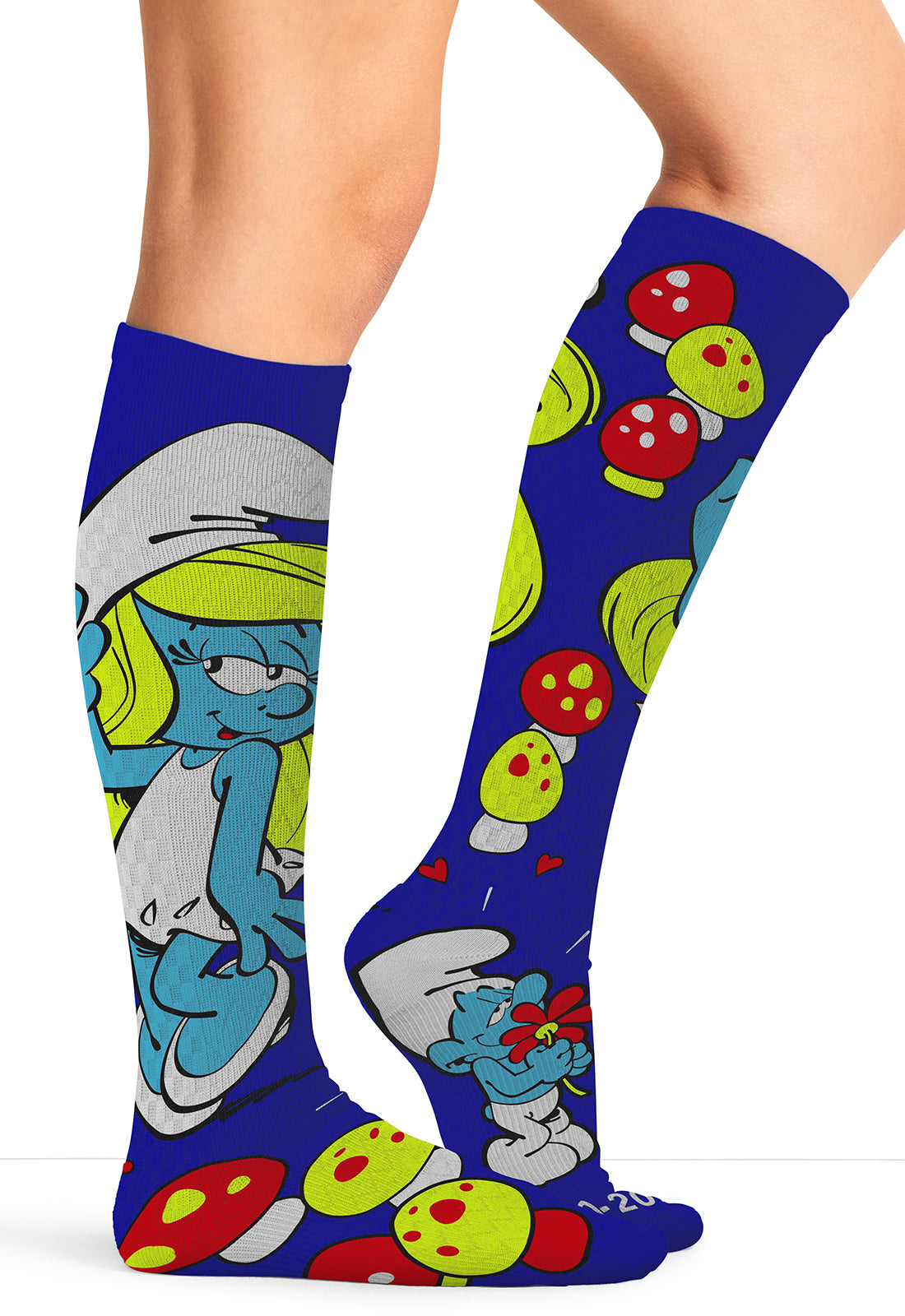 TPRINTSUPPOR Cherokee Legwear Women's 10-15mmHg Compression Socks (Smurfette)