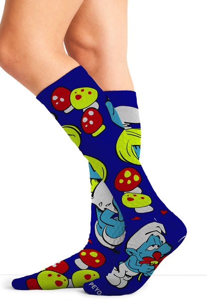 Legwear Women's 10-15mmHg Compression Socks Smurfette Model Image Right Side | Tooniforms