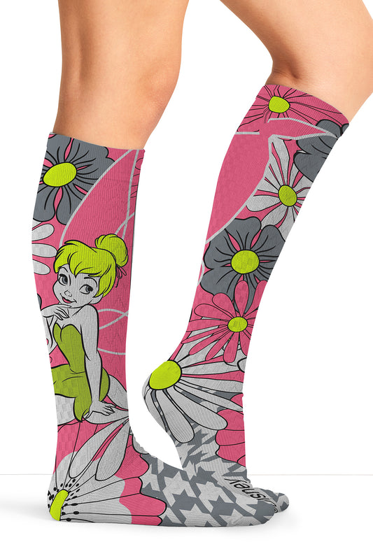 Tooniforms Print Support Women's 10-15mmHg Compression Socks (Flower Tinker Bell)