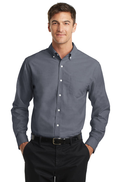 Port Authority Tall SuperPro Oxford Shirt. TS658 Black Tall