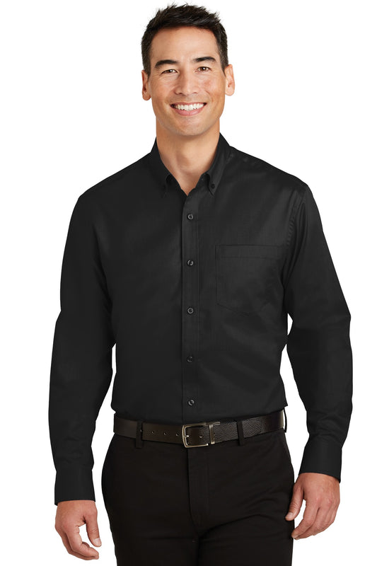 Port Authority Tall SuperPro Twill Shirt. TS663 Black Tall