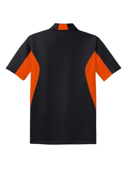 Sport-Tek Tall Side Blocked Micropique Sport-Wick Polo. TST655 Black/ Deep Orange Tall