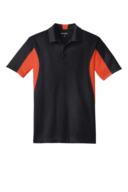 Sport-Tek Tall Side Blocked Micropique Sport-Wick Polo. TST655 Black/ Deep Orange Tall