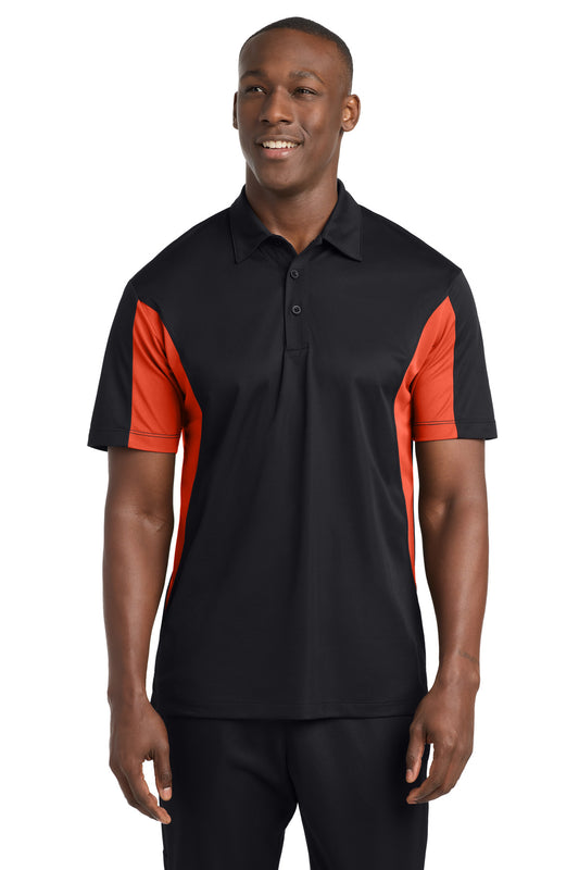 Sport-Tek Tall Side Blocked Micropique Sport-Wick Polo TST655 Black/ Deep Orange