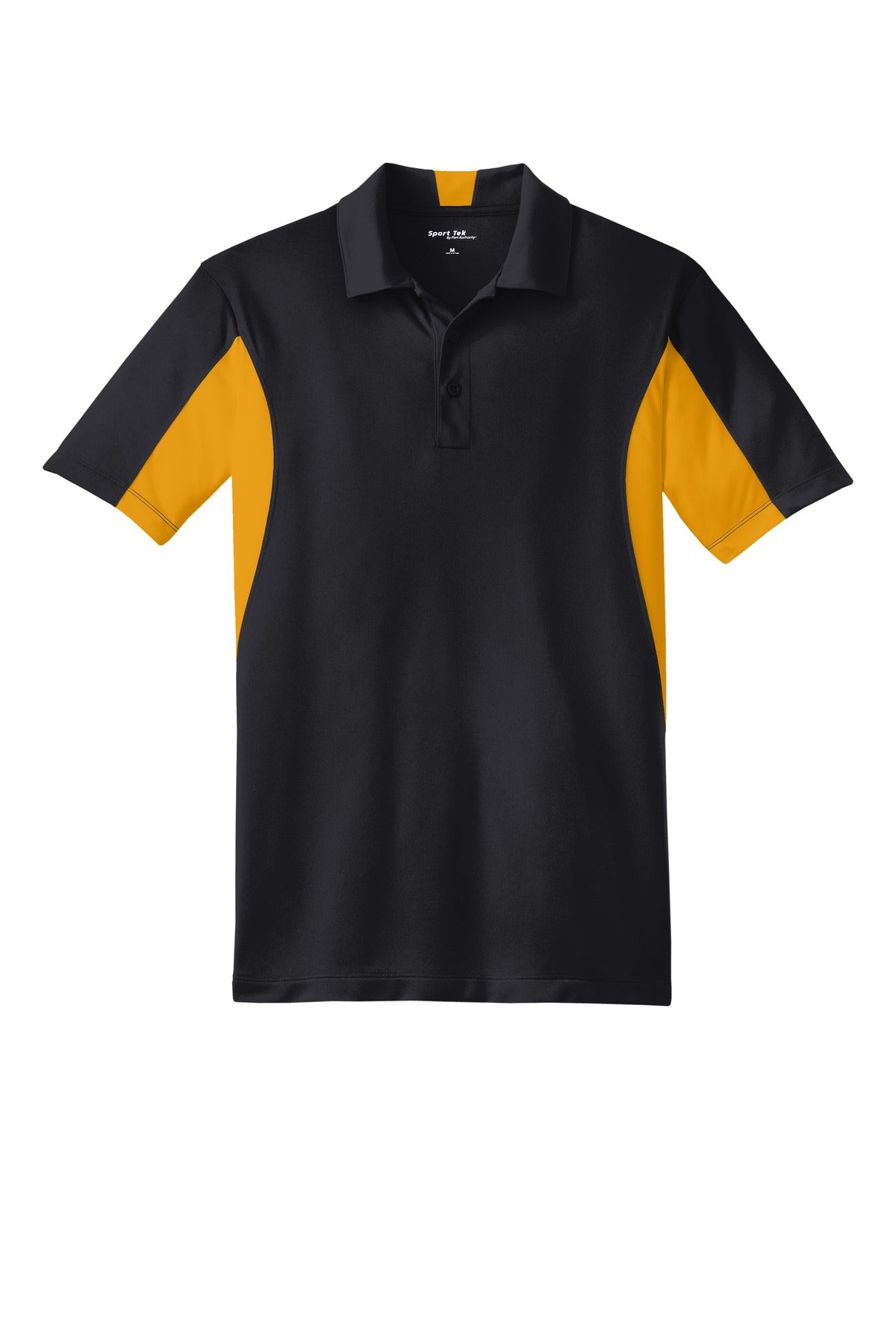 Sport-Tek Tall Side Blocked Micropique Sport-Wick Polo. TST655 Black/ Gold Tall
