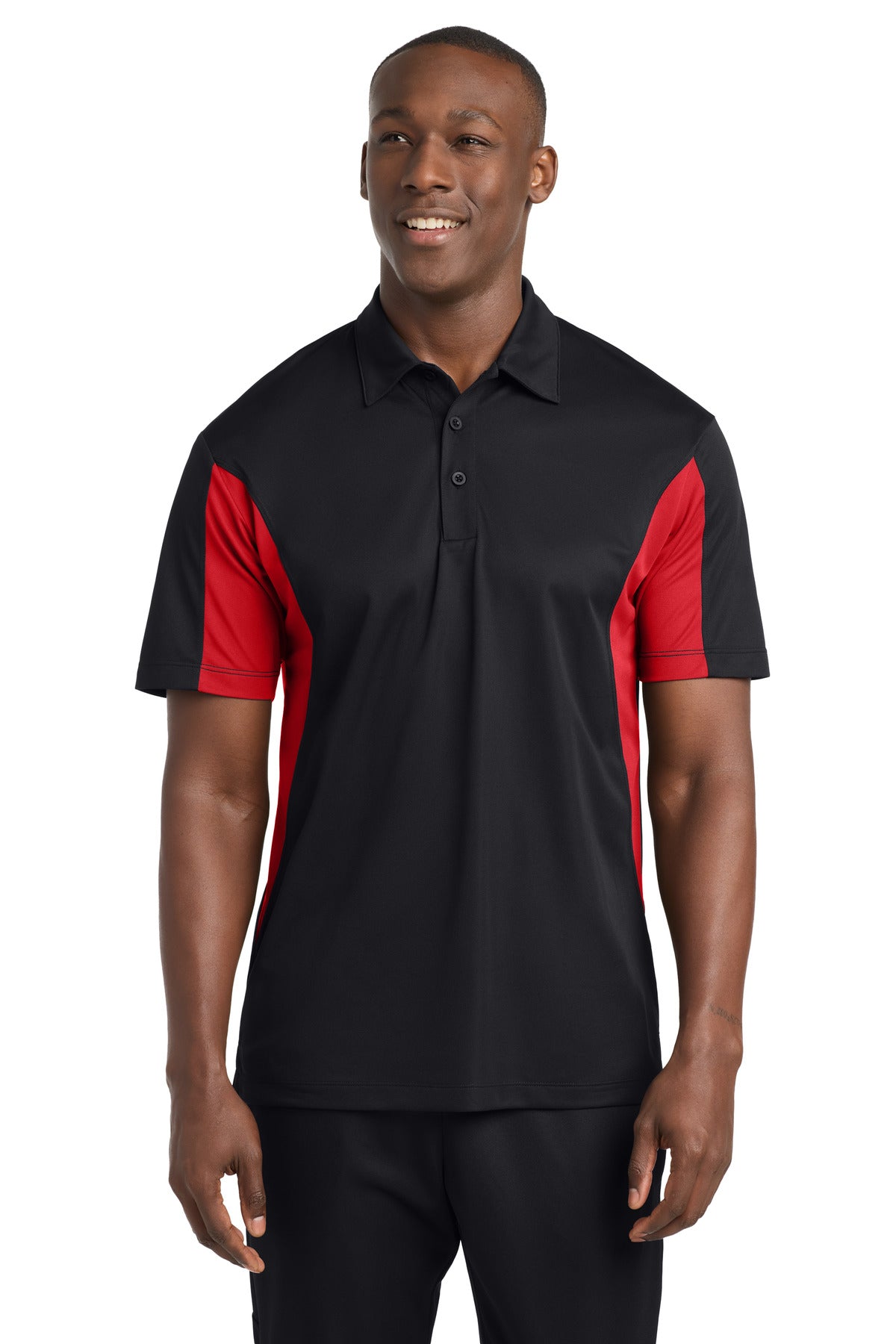 Sport-Tek Tall Side Blocked Micropique Sport-Wick Polo TST655 Black/ True Red