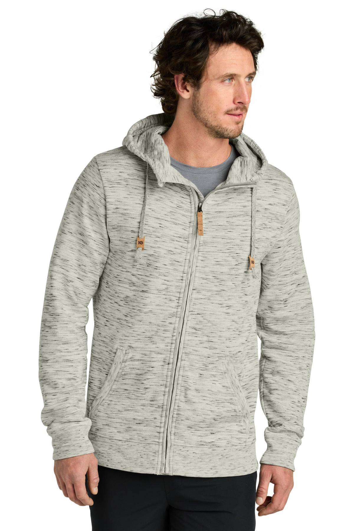 tentree Space Dye Fleece Full-Zip Hoodie TTCM4414 Hi Rise Grey Space Dye