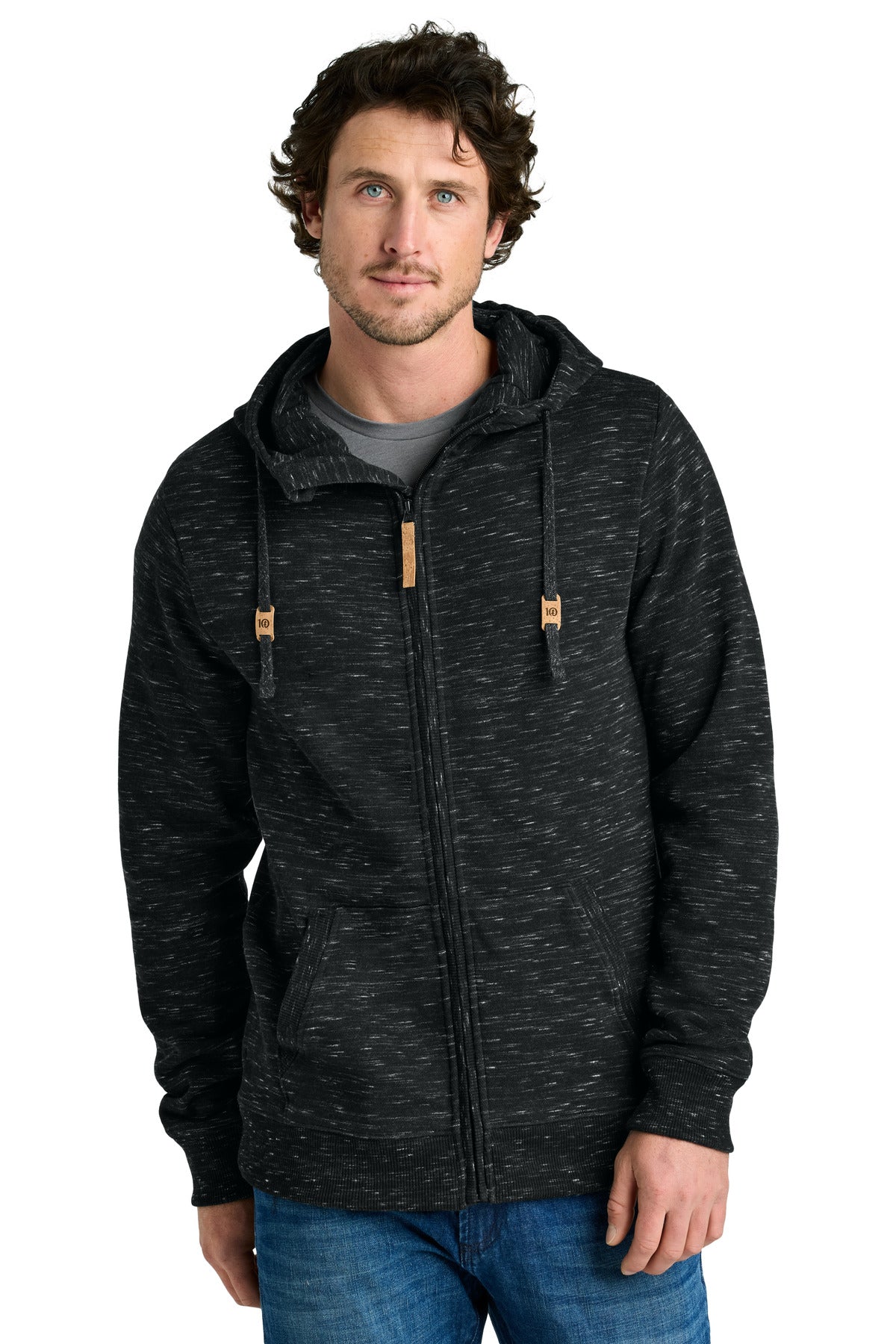 tentree Space Dye Fleece Full-Zip Hoodie TTCM4414 Meteorite Black Space Dye